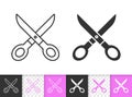 Scissors simple sewing black line vector icon Royalty Free Stock Photo