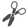 Scissors solid icon. Opened shears symbol, glyph style pictogram on white background. School or office instrument sign Royalty Free Stock Photo