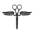 Scissors with spread wings graphic logo