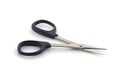 Scissors straight small sharp with black handles.