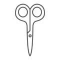 Scissors thin line icon, barber and tool, cut sign, vector graphics, a linear pattern on a white background.