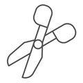 Scissors thin line icon. Opened shears symbol, outline style pictogram on white background. School or office instrument Royalty Free Stock Photo