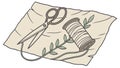 Scissors, Thread, Fabric, Sewing and Handmade, vector design Generative AI Royalty Free Stock Photo