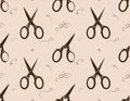 Scissors and Thread Seamless Pattern for Crafting Projects Royalty Free Stock Photo