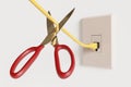 Scissors About to Snip an Ethernet Cable Royalty Free Stock Photo