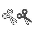 Scissors, tool, school, cut, crop line and solid icon, education concept, shears vector sign on white background