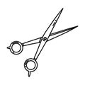 Scissors vector icon. Barber tool isolated on white. Professional sharp accessory for haircut, grooming, sewing, office Royalty Free Stock Photo