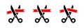 Scissors vector icon set. Scissors tape cutting symbol. Cutting logo Royalty Free Stock Photo