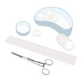 Scissors and Wound Dressing Supplies on White Background Royalty Free Stock Photo