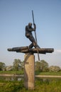 Sclupture of raftsman at the confluence of Werre and Weser rivers near Bad oeynhausen