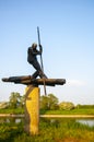 Sclupture of raftsman at the confluence of Werre and Weser rivers near Bad oeynhausen