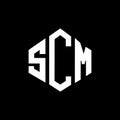 SCM letter logo design with polygon shape. SCM polygon and cube shape logo design. SCM hexagon vector logo template white and Royalty Free Stock Photo