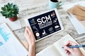 SCM - Supply Chain Management and business strategy concept on the screen Royalty Free Stock Photo