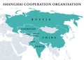 Shanghai Cooperation Organisation, SCO member states, political map Royalty Free Stock Photo