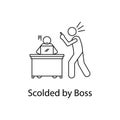 scolded by boss icon. Element people at the workplace for mobile concept and web apps. Thin line icon for website design and devel