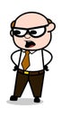 Scolding in Aggression - Retro Cartoon Office old Boss Man Vector Illustration Royalty Free Stock Photo