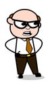 Scolding in Anger - Retro Cartoon Office old Boss Man Vector Illustration Royalty Free Stock Photo