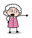 Scolding with Pointing Finger - Old Cartoon Granny Vector Illustration Royalty Free Stock Photo