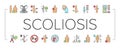 Scoliosis Disease Collection Icons Set Vector .
