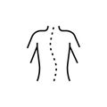 Scoliosis icon. Spinal deformity vector illustration. Isolated contour of orthopedics diseases on white background