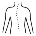 Scoliosis line black icon. Spinal deformity. Isolated vector element