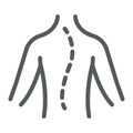 Scoliosis line icon, orthopedic and medical, spine sign, vector graphics, a linear pattern on a white background.