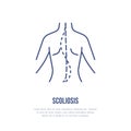 Scoliosis, posture correction icon, orthopedic line logo. Flat medical sign for hospital