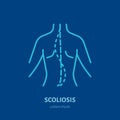 Scoliosis, posture correction icon, orthopedic line logo. Flat medical sign for hospital