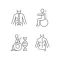 Scoliosis prevention methods linear icons set