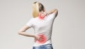 Scoliosis. Spinal cord problems on woman`s back.