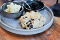 scone , blueberry scone or scone with whipped cream and blueberry dressing