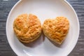 Scone on ceramic plate.