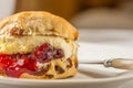 Scone with Clotted cream jam Royalty Free Stock Photo