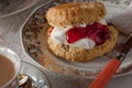 Scone with cream and jam Royalty Free Stock Photo