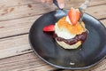 Scone with cream and strawberry jam Royalty Free Stock Photo