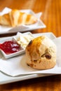 scone with cream and strawberry jam Royalty Free Stock Photo