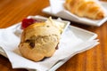 scone with cream and strawberry jam Royalty Free Stock Photo