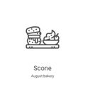 scone icon vector from august bakery collection. Thin line scone outline icon vector illustration. Linear symbol for use on web