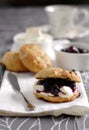 Scone with jam and cream Royalty Free Stock Photo