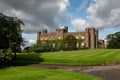 Scone Palace, red sandstone brick castle in Perthshire, Scotland at nice sunny summer weather