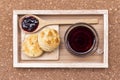 Scone on wooden tray