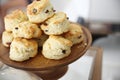 Scones on wooden tray Royalty Free Stock Photo