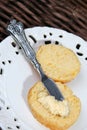 Scones with butter knife