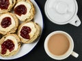 Scones With Clotted Cream and Strawberry Jam Royalty Free Stock Photo