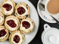 Scones With Clotted Cream and Strawberry Jam Royalty Free Stock Photo