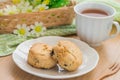 Scones on plate and cup of tea Royalty Free Stock Photo