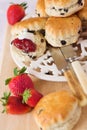 Scones & strawberry jam with cream Royalty Free Stock Photo