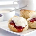 Scones with Strawberry Jam and Cream Devonshire Tea Royalty Free Stock Photo