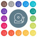 Scool bell outline flat white icons on round color backgrounds