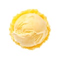 A scoop of banana ice cream isolated on a transparent background. Delicacy for children and adults. Yellow ice cream Royalty Free Stock Photo